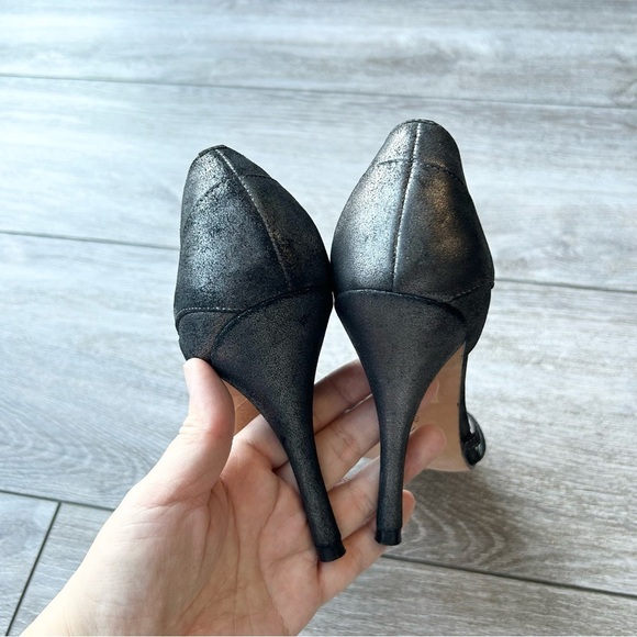 BCBGMAXAZRIA Metallic Black All Leather Heeled Sandals - Picture 11 of 14